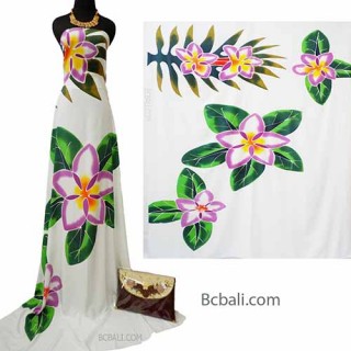 rayon sarongs handpainting flower summer beach white color made in bali